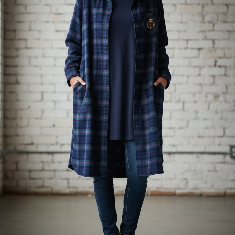 Plaid Long Sleeve Nightshirt